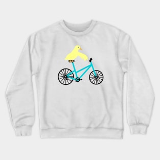 Duck On A Teal Bicycle Crewneck Sweatshirt